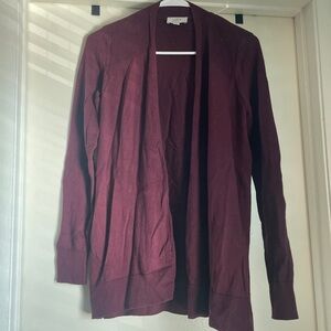 LOFT Deep Red Open Front Cardigan
